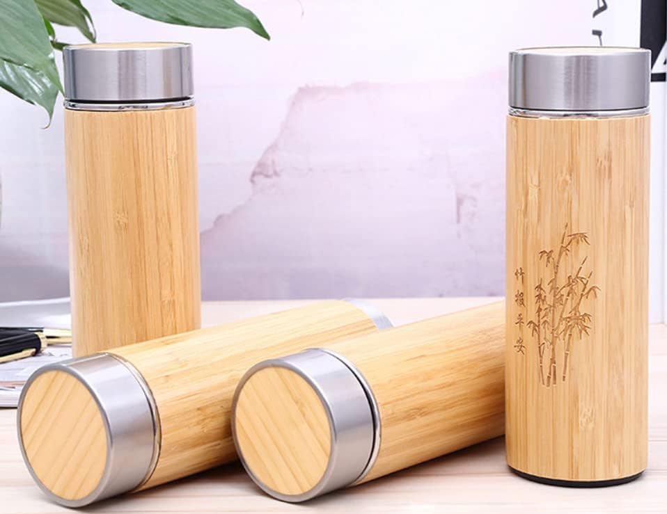 Термос SSY от бамбук с устройство за заваряване на чай и цедка с капацитет от 17 грама - Запазва топлината и студа