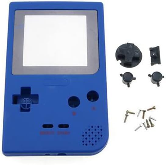 Калъф Rymfry с пълен корпус за Gameboy Pocket Твърд калъф GBP Shell с Екранна лупа и Отвертка за бутони (синьо)