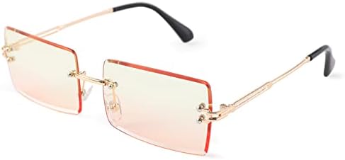 Правоъгълни Слънчеви очила за Мъже / Жени, Малки Очила на Квадратен Цвят Без Рамки