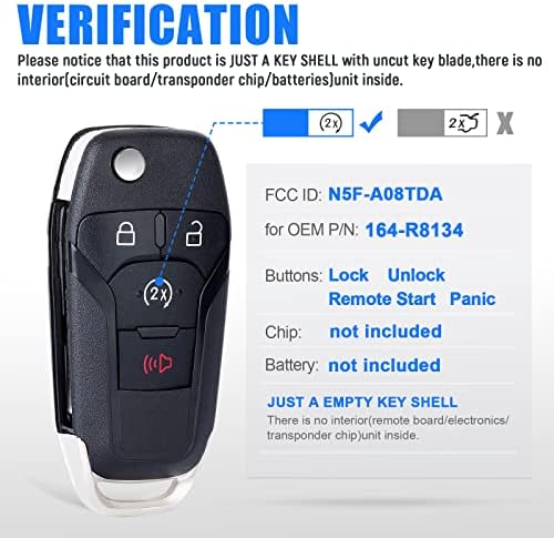 Калъф за ключове Keymall с панти капак за Ford F150/F250/F350/F450/F550 2017-2020 за Ranger 2019 2020 (FCC id: N5F-A08TDA