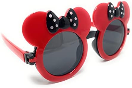 Snow Abonci - Детски Слънчеви очила с кръгли откидывающимися уши на мишката (червени / черни лъкове)