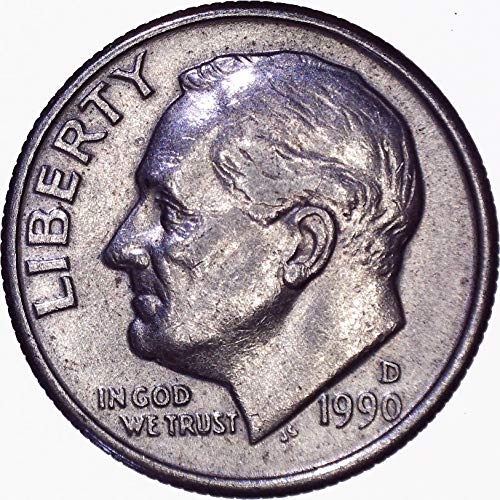 1990 D Roosevelt Десет цента Около 10 цента В необращенном формата на