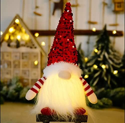 JR - Коледна украса за помещения -Коледни Джуджета с подсветка, Шведски Малки Настолни Украса, Led,Коледна Декорация,Украса за навидья в интериора, Гномос Навидад (Плю?