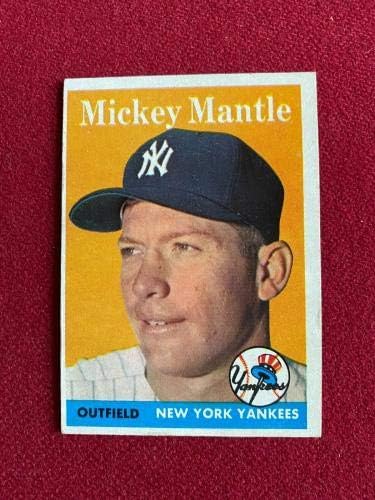 1958, Бейзболна картичка Мики Мэнтл, Топпс (The Mick) В недостиг / Бейзболни картички с надписи винтажными