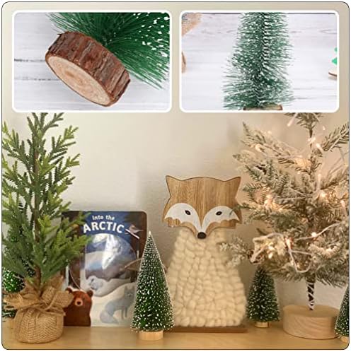 Didiseaon Мини Изкуствена Коледна Елха: 6 бр. Бор Коледно Дърво Бутылочная Четка Дървета с Дървена Основа DIY Занаяти