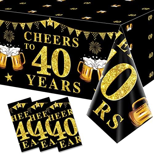 3 Опаковки, Черна и Златна Покривка на 40-ия Ден от Раждането, Украса за мъже и жени, Писма с 40-Годишен Покритие