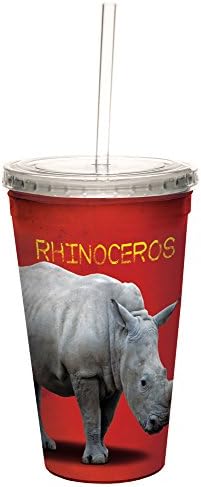 Охлаждаща чаша Eric Isselee Rhinoceros Baby без коледна елха, с двойни стени и многократно соломинкой, 16 унции