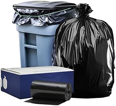 Втулки за боклук резервоарите Plasticplace обем 95-96 литра, 1.2 на Хиляда, Черно Тежкотоварни Торби за боклук,