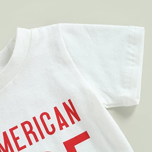 Дрехи за малки момчета на Четвърти юли, комплект от тениска и шорти All America Пич, 2 броя, Дрехи за малките момчета,