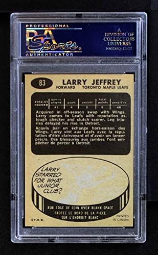 1965 Topps 83 Лари Джефри Мейпъл Лийфс (хокейна карта) PSA PSA 7.00 Мейпъл Лийфс