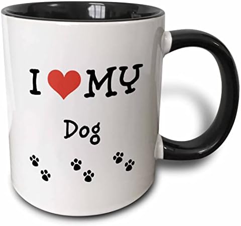 3dRose I Love My-Оцветен чаша за кучета, 1 брой (опаковка от 1), черна