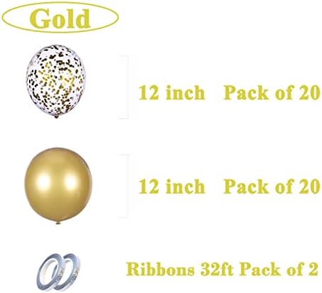 Комплект балони за партита AULE от 42 Метални златни топки, Златни конфети и 64-футови ленти - Комплект бижута от