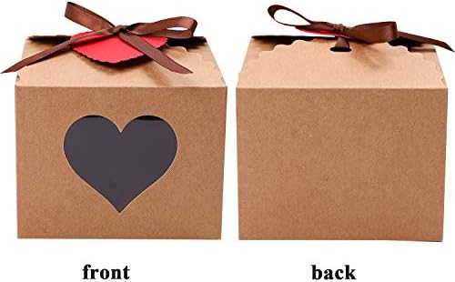 Cooraby 20 Броя Подаръчни Кутии във формата на Сърце с Витринным Прозорец Подаръчни Торбички от Крафт-Хартия за