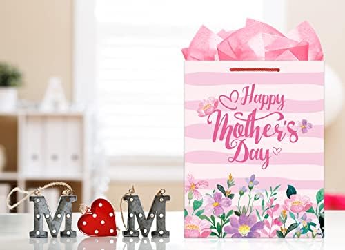 Подаръчни пакети PETCEE на Ден Майки за майки, 11,5 Голяма Чанта с Акварельными цветя за Деня на Майката от Цигарена