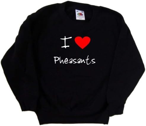 Черна детска Hoody I Love Heart Pheasants