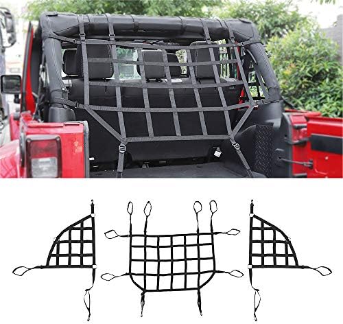 JeCar за товарен окото JK, 3 Комплекта Карго мрежа за Jeep Wrangler JKU 2007-2018 4 Врати