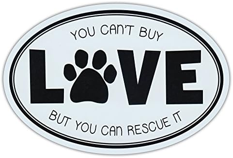 Овална Авто магнит на любовта - Любов не се купува, Но Могат да бъдат спасени - Магнитен стикер на Бронята за Кучета-Спасители