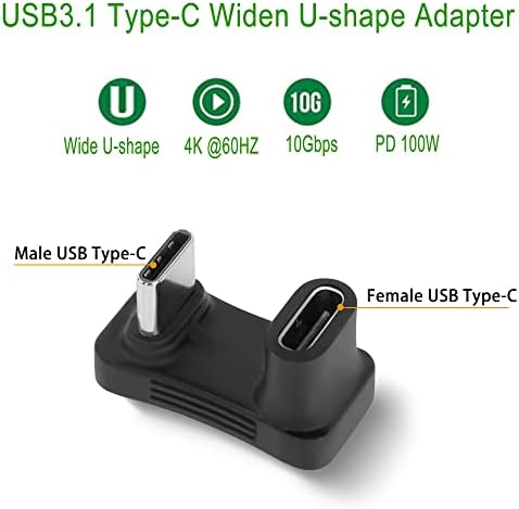QIANRENON По-Широк U-образно Ъглово C USB Адаптер 10 gbps USB3.1 Тип C между мъжете и жените U-образен конектор
