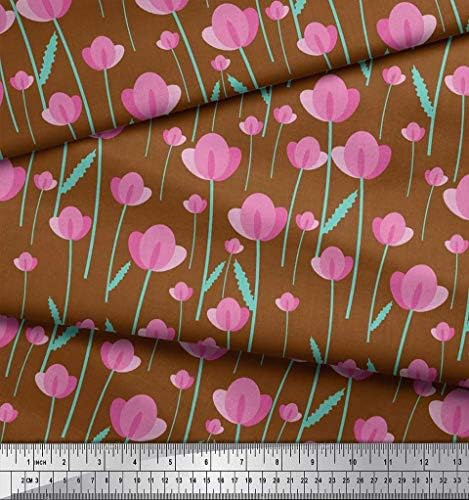 Коприна тъкани Soimoi с листа и цветен модел за декор от плат с принтом ширина 42 инча