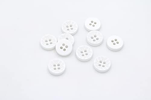 20PCS 4 Дупки Смола Кръгли Копчета Занаят Шевни Капаче Ръчно изработени САМ Аксесоари (Бял, 11 мм)