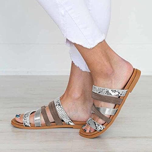 Модни дамски летни слипоны в римски стил с леопардовым принтом, плажни дишащи сандали с отворени пръсти, дамски