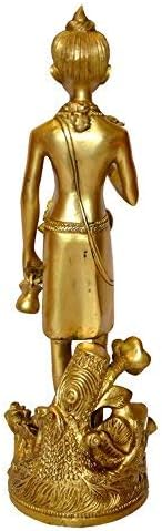БХАРАТ ХААТ Месинг Хиндуистки Лорд Нилкант Варни Сахаджананд Свами Статуя Сваминараяна Декоративен Идол за Поклонение