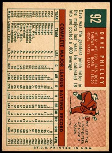1959 Topps 92 Дейв Филаделфия Филаделфия Филис (Бейзболна картичка), БИВШ Филис