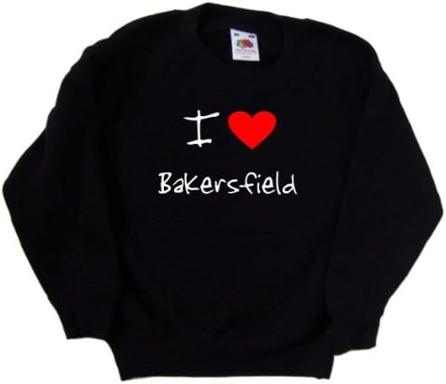 Черна детска Hoody I Love Heart Bakersfield