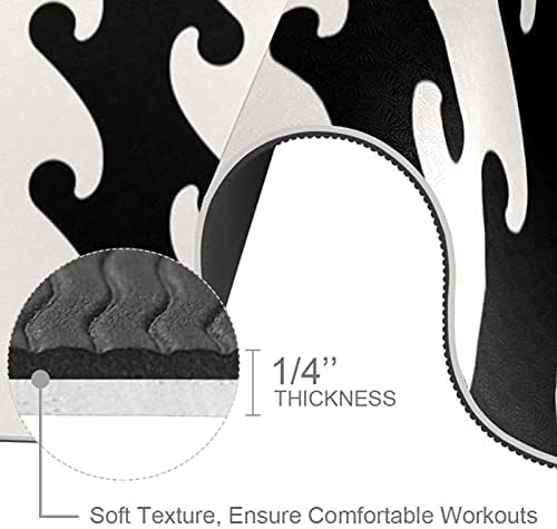 Черно-Бял дебел килимче за йога с прости модели Премиум-клас, в екологично Чист Гумена подложка за здраве и фитнес,