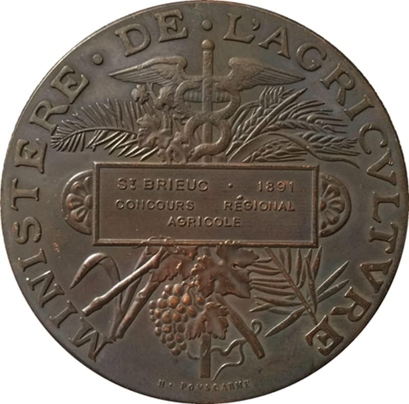 2 Различни Дати Френски Монети От Чиста Мед Антични Сребърни Доларови Монети Събиране На Занаятите