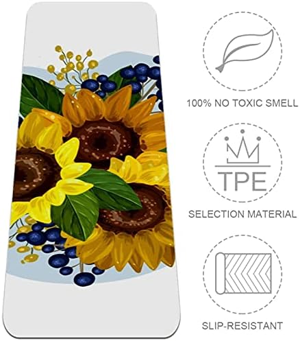 Siebzeh Ретро цветна подложка за йога със слънчогледи Премиум-клас, в Екологично Чист Гумена подложка за здраве