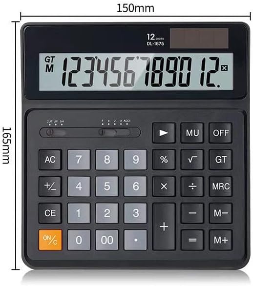 Настолен калкулатор MJWDP Финансов Счетоводен Офис Слънчев калкулатор 12-Цифрен Преносим калкулатор двойно захранване