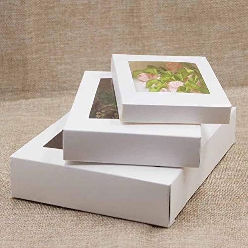 AOSUAI 20pcs Хартиена кутия Направи си сам с прозорец, Бял/Черен /крафт-хартия за Подарък Кутия за Опаковане на