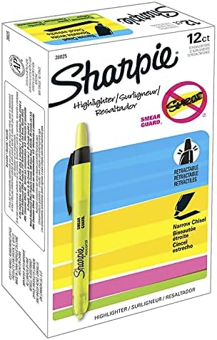 SHARPIE 28025 Прибиращи маркери с акцент, връх на длетото, флуоресцентно жълто dozen