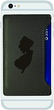 Държач за карти за мобилен телефон от Текстурирана Изкуствена кожа от Ню Джърси-I Heart My State-Сив