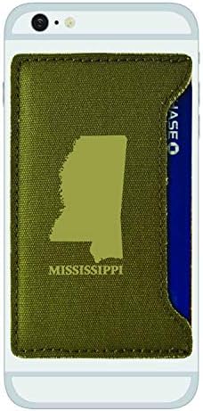 Здрав Платно Държач за карти Мобилен телефон Мисисипи-Форма на щата -Маслина