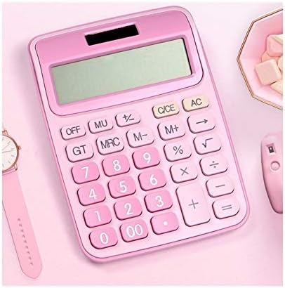 Настолен калкулатор GOOFFY с 12 цифри, големи бутони, Финансов инструмент за водене на счетоводство, Розово, Синьо,