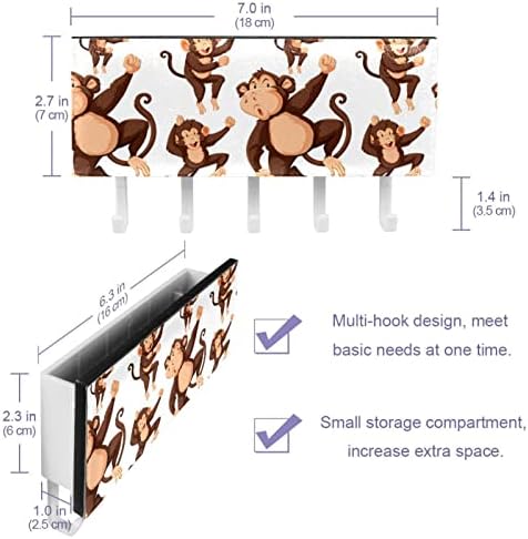 Маймуна модел органайзер за дрехи с 5 куки стенни баня кухненски рафт за съхранение на многофункционална полк