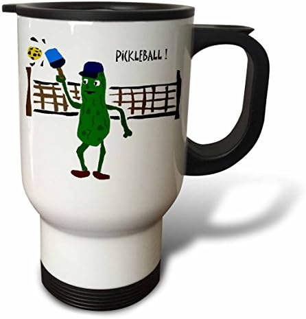 Пътна чаша за игра в Пиклбол 3dRose Смешни Pickleball, 14 Грама, Неръждаема стомана