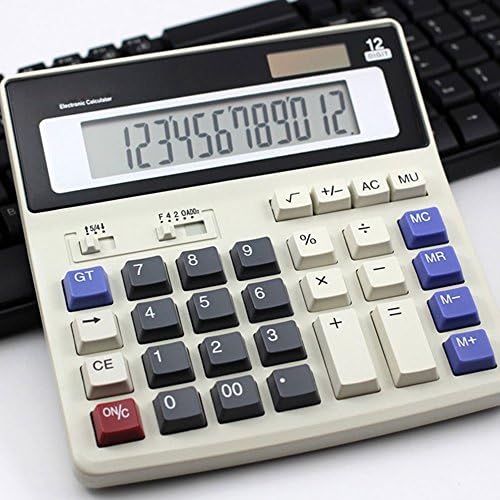 Калкулатор ECOiNVA Офис на Базовия Финансов калкулатор с 12-Фигурални LCD дисплей, Слънчева батерия и Двоен на захранването