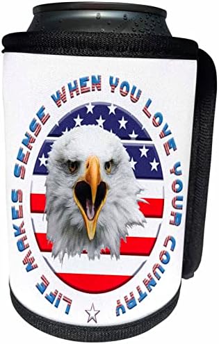 3росите флаг на САЩ, белоголового орлана. Животът има смисъл, когато обичаш. - Опаковки за бутилки-охладители (cc-362813-1)