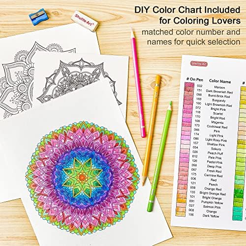 Цветни Моливи Shuttle Art 180, Комплект Цветни Моливи с мека гръбначен мозък и 4 Точилками, Професионални Цветни