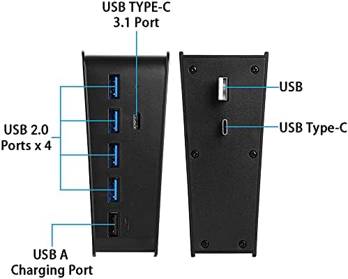 5-Портов USB хъб, за PS5, високоскоростен Hub разширяване на Megadream, Адаптер-сплитер Зарядно с 4 USB + 1 USB