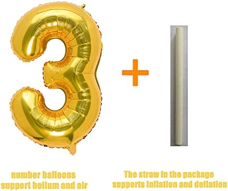 32-Инчов Златен Номер 3 Балони Фольгированный Балон Цифрови Аксесоари За Украса на Парти по случай рождения Ден