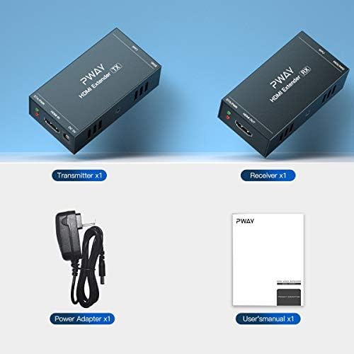 Комплект удължител PWAY HDMI 165фут по Cat5e/6 Ethernet 1080p @ 60hz Видео Адаптер за предаване на сигнала на големи