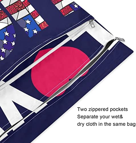 DJYQBFA Love СЪЕДИНЕНИ Американски Флаг Мокри и Сухи Чанти 2 бр. Водоустойчива Влажна Чанта за Многократна употреба