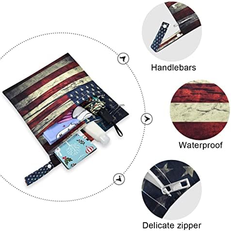 DJYQBFA Ретро Американски Флаг Мокри и Сухи Чанти 2 елемента Водоустойчив Влажна Чанта за Многократна употреба Мокри,