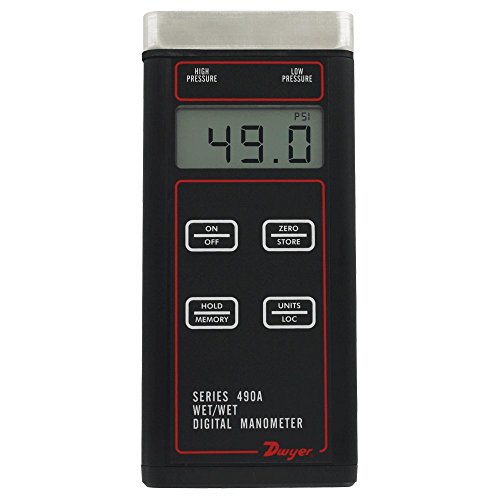 Ръчен цифров Манометър Dwyer® 490A за влажна експлоатация, 490A-5, от 0 до 500 паунда на квадратен инч (от 0 до