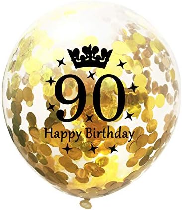 балони на 90-ия ден от Раждането, Черни Златни Декорации за партита, Латексный Топката с Конфети за Жени, Мъже,