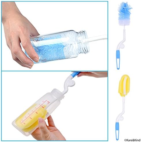 Комплект за почистване на бебешки шишета - Комплект от 9 щеточек за почистване на бебешки шишета с мляко / вода,